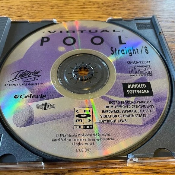 Virtual Pool Straight 8 (PC, 1995) Game PC CD-ROM - Picture 2 of 9